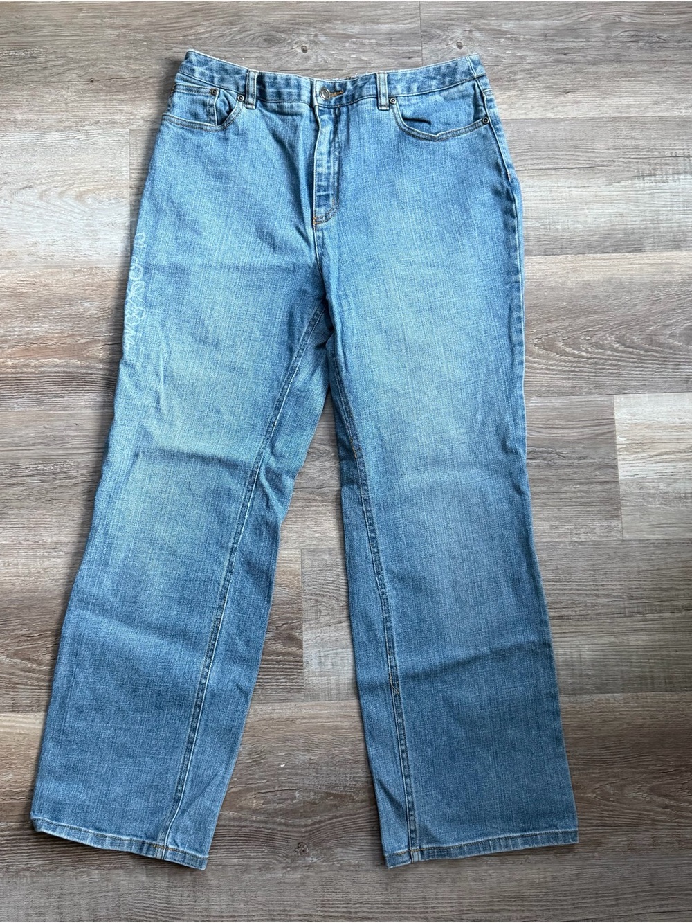 Vintage Talbots Floral Detail Jeans Size 14 Petite Light Wash